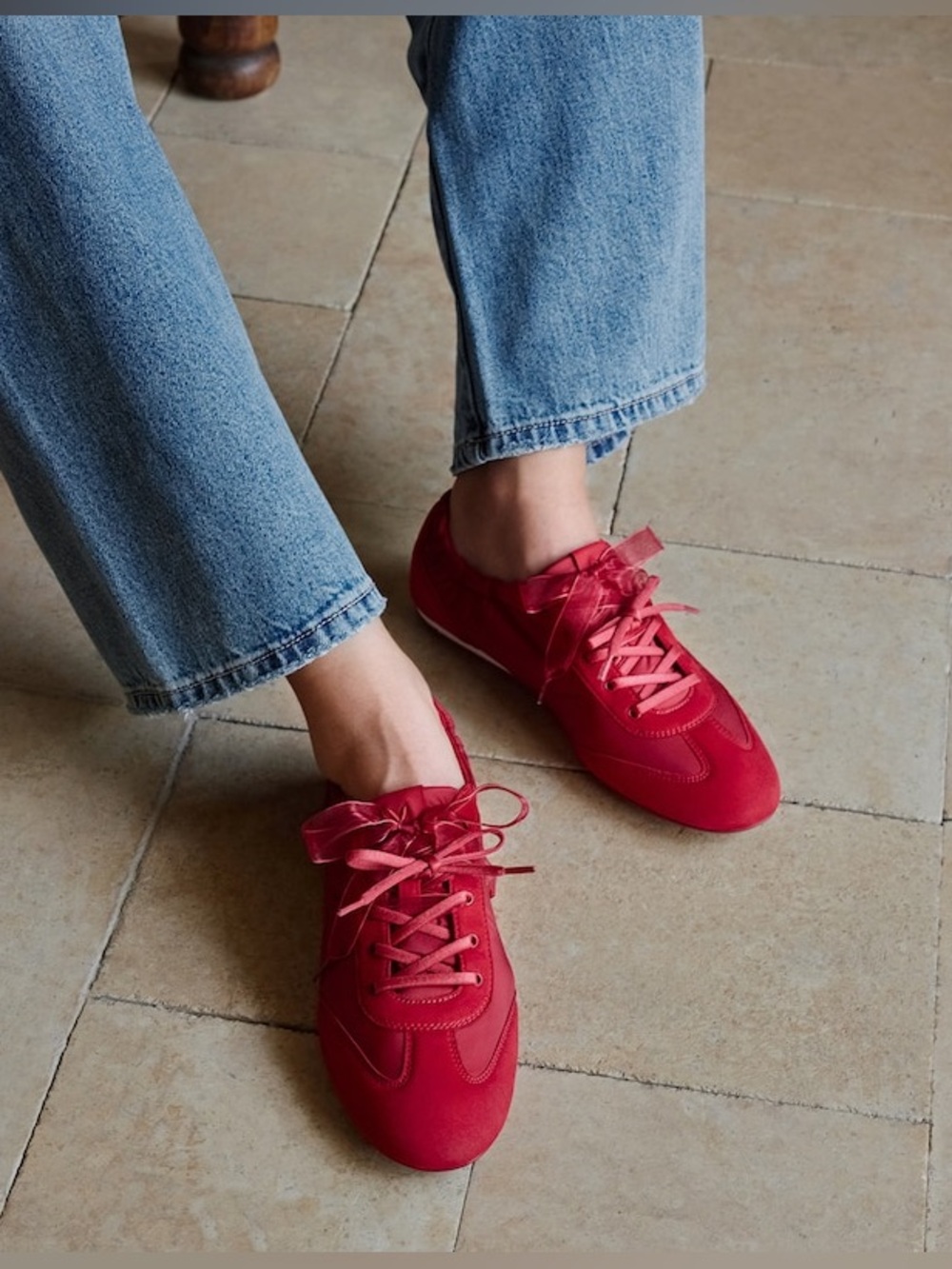Vivaia Yancy Sneakerina Jogger Red Size 7 (38) Ribbon Lace Sneaker - Picture 8 of 9
